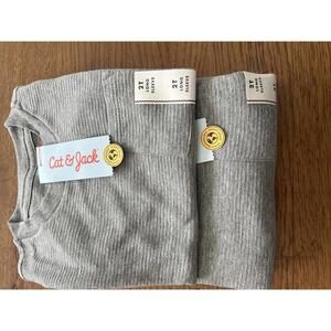 2-Pack NWT Cat & Jack Long Sleeve T-Shirt 2T - Soft Gray